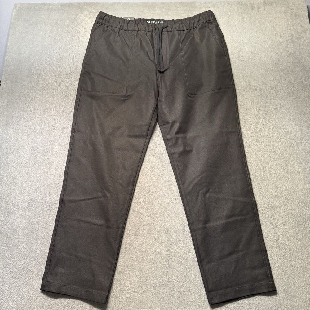 Plugg Mens XL Black Elastic Waist Chino Pants Stretch Drawstring Casual NWT
